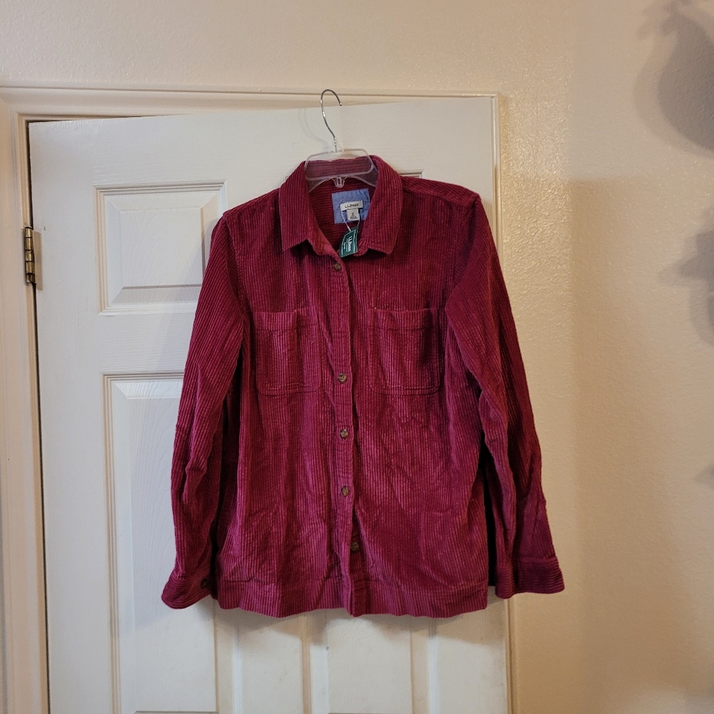 L.L. Bean Button-Down Corduroy Shirt Jacket in Wine!